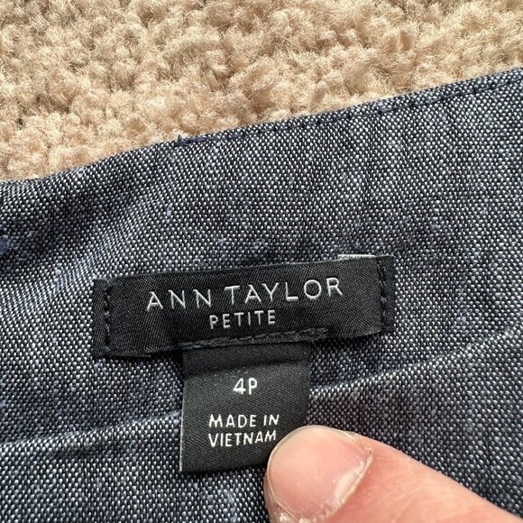 Ann Taylor Dress Womens 4 Petite Linen Blend Back Zip Blue Sleeveless - Picture 4 of 11